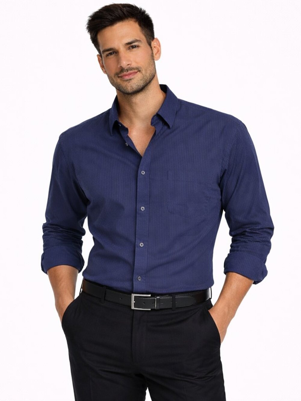 CK Navy/Black Striped Long Sleeve Button-Up Shirt Fall Gift Office Party Preppy